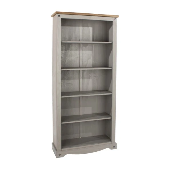 Corona Tall Bookcase, Grey 4 Corona Tall Bookcase, Grey - Image 2