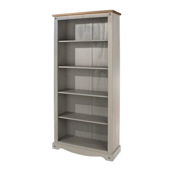 Corona Tall Bookcase, Grey 5 Corona Tall Bookcase, Grey - Image 3