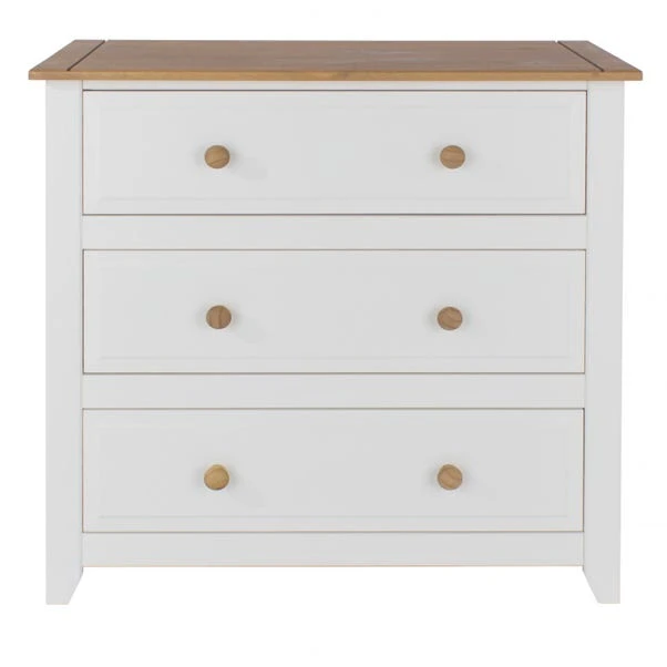 Capri 3 Drawer Chest, White & Pine 4 Capri 3 Drawer Chest, White & Pine - Image 2