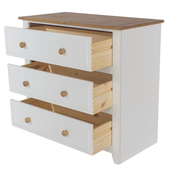 Capri 3 Drawer Chest, White & Pine 5 Capri 3 Drawer Chest, White & Pine - Image 3