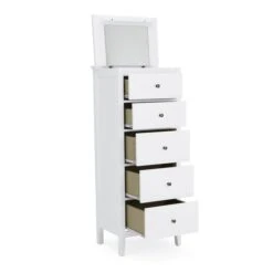 Lynton Tall Small 5 Drawer Chest, White -Online Furniture Store 1000146579 alt03
