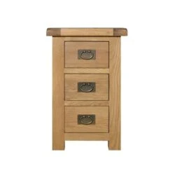 Aylesbury Wide 3 Drawer Bedside Table, Oak