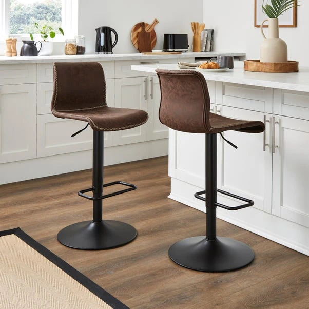 Venice Adjustable Height Swivel Bar Stool, Faux Leather 4 Venice Adjustable Height Swivel Bar Stool, Faux Leather - Image 2