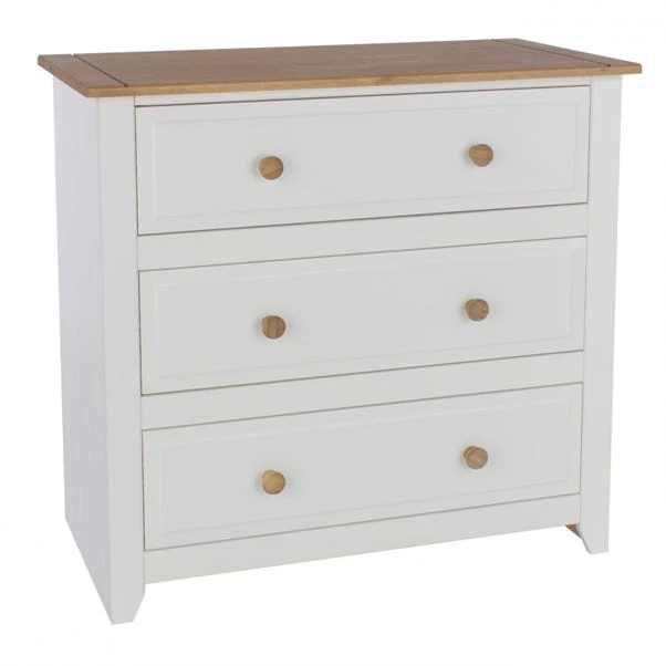 Capri 3 Drawer Chest, White & Pine 3 Capri 3 Drawer Chest, White & Pine