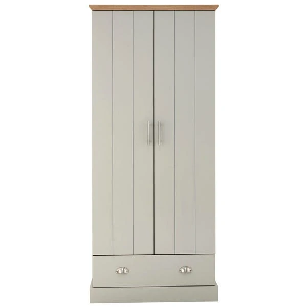 Kendal Double 1 Drawer Wardrobe, Grey 4 Kendal Double 1 Drawer Wardrobe, Grey - Image 2