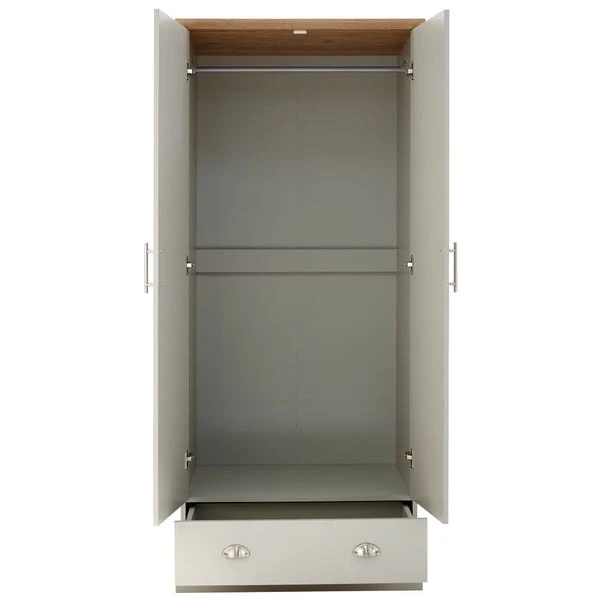 Kendal Double 1 Drawer Wardrobe, Grey 5 Kendal Double 1 Drawer Wardrobe, Grey - Image 3