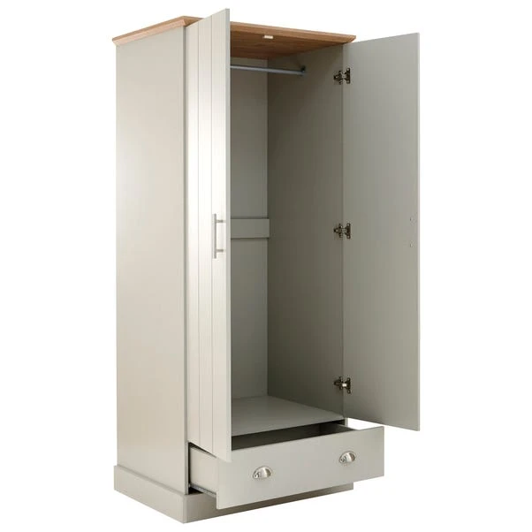 Kendal Double 1 Drawer Wardrobe, Grey 7 Kendal Double 1 Drawer Wardrobe, Grey - Image 5