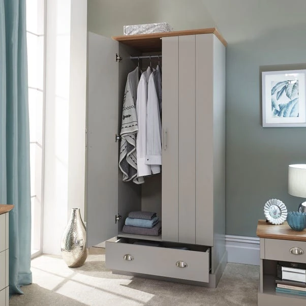Kendal Double 1 Drawer Wardrobe, Grey 8 Kendal Double 1 Drawer Wardrobe, Grey - Image 6