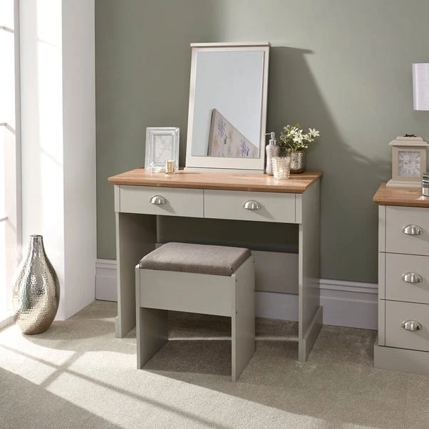 Kendal 2 Drawer Dressing Table Set With Mirror, Grey 3 Kendal 2 Drawer Dressing Table Set With Mirror, Grey
