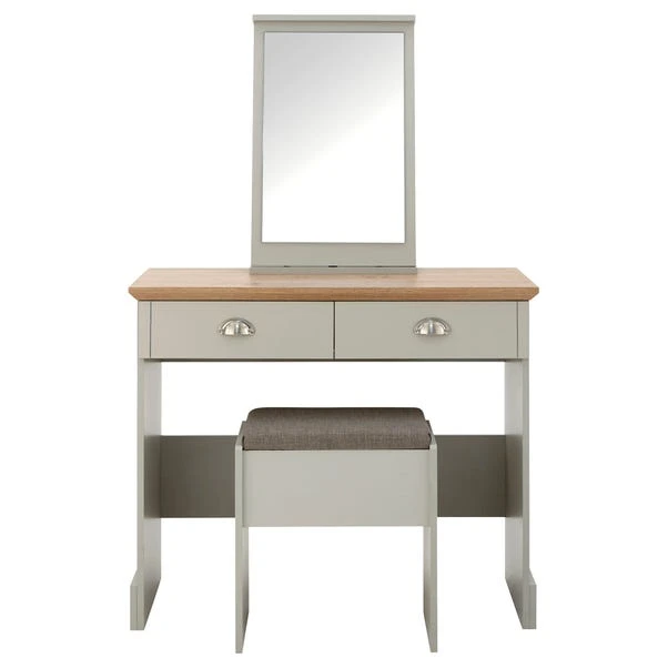 Kendal 2 Drawer Dressing Table Set With Mirror, Grey 4 Kendal 2 Drawer Dressing Table Set With Mirror, Grey - Image 2