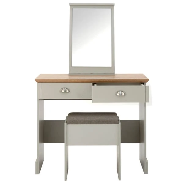 Kendal 2 Drawer Dressing Table Set With Mirror, Grey 5 Kendal 2 Drawer Dressing Table Set With Mirror, Grey - Image 3