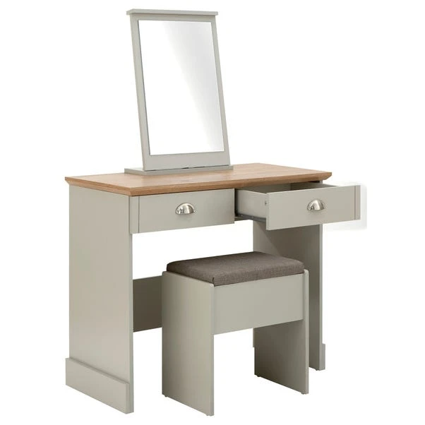 Kendal 2 Drawer Dressing Table Set With Mirror, Grey 7 Kendal 2 Drawer Dressing Table Set With Mirror, Grey - Image 5