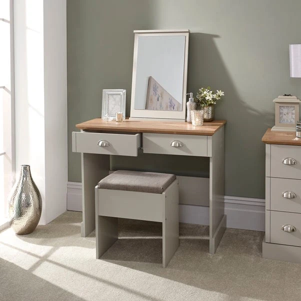 Kendal 2 Drawer Dressing Table Set With Mirror, Grey 8 Kendal 2 Drawer Dressing Table Set With Mirror, Grey - Image 6