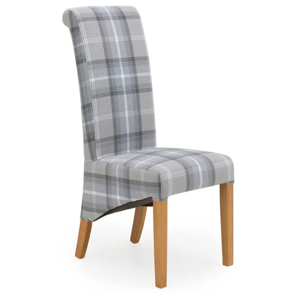 Set Of 2 Chester Dining Chairs, Woven Check Fabric 3 Set Of 2 Chester Dining Chairs, Woven Check Fabric