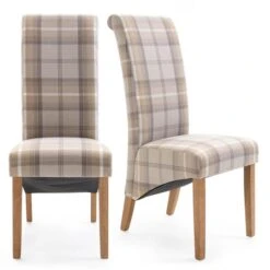 Set Of 2 Chester Dining Chairs, Woven Check Fabric 22 Set Of 2 Chester Dining Chairs, Woven Check Fabric -Online Furniture Store 30662747