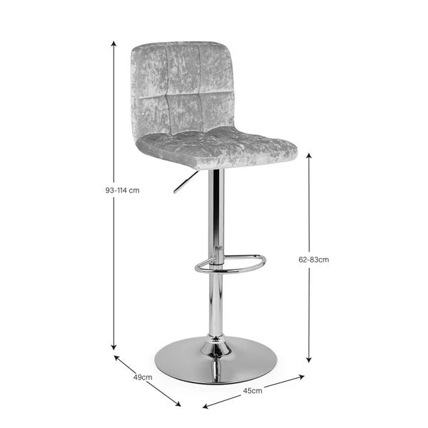 Jasmine Adjustable Height Swivel Bar Stool, Velvet 10 Jasmine Adjustable Height Swivel Bar Stool, Velvet - Image 8