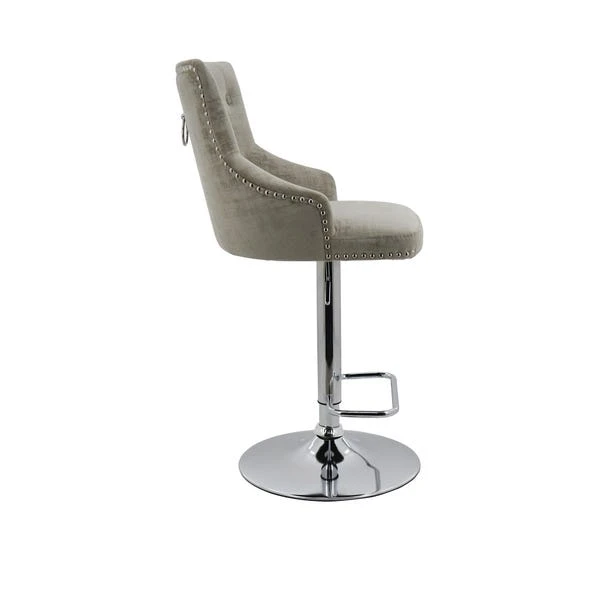 Selena Adjustable Height Swivel Bar Stool, Velvet 5 Selena Adjustable Height Swivel Bar Stool, Velvet - Image 3