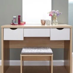 Elizabeth 3 Drawer Dressing Table Set With Mirror 8 Elizabeth 3 Drawer Dressing Table Set With Mirror -Online Furniture Store 30705685 alt01