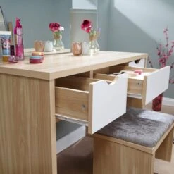 Elizabeth 3 Drawer Dressing Table Set With Mirror 9 Elizabeth 3 Drawer Dressing Table Set With Mirror -Online Furniture Store 30705685 alt02