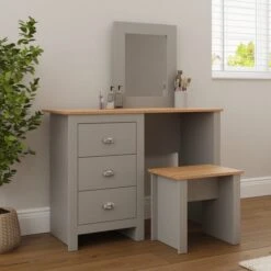 Lancaster 3 Drawer Dressing Table Set With Mirror