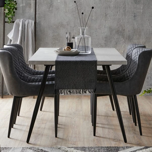 Zuri 6 Seater Rectangular Dining Table, Grey Concrete Effect 3 Zuri 6 Seater Rectangular Dining Table, Grey Concrete Effect