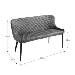 Montreal 2 Seater Dining Bench, Faux Leather, 133cm -Online Furniture Store 30730077 alt09