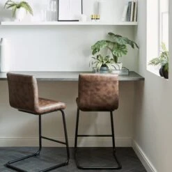 Felix Counter Height Cantilever Bar Stool, Faux Leather -Online Furniture Store 30748431