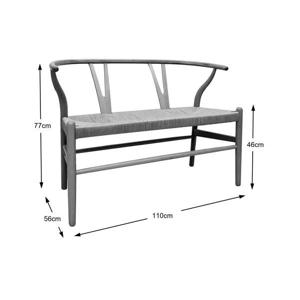 Lara Wishbone 2 Seater Dining Bench, Beech Wood, 110cm 11 Lara Wishbone 2 Seater Dining Bench, Beech Wood, 110cm - Image 9