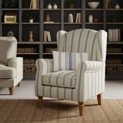 Oswald Pinstripe Wingback Armchair -Online Furniture Store 30766628
