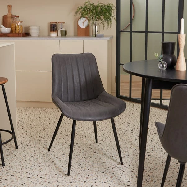 Set Of 2 Zion Dining Chairs, Faux Suede 3 Set Of 2 Zion Dining Chairs, Faux Suede