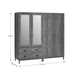 Fulton 4 Door Wardrobe, Pine -Online Furniture Store 30773038 alt09
