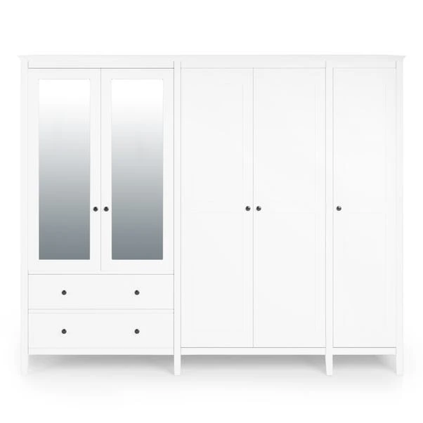 Lynton 5 Door Wardrobe, White 5 Lynton 5 Door Wardrobe, White - Image 3