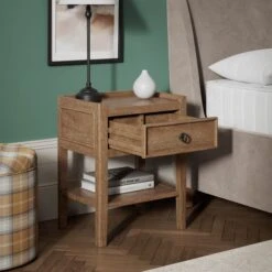 Portland 1 Drawer Bedside Table, Mango Wood -Online Furniture Store 30781893 alt02