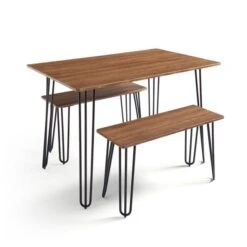 Bella 4 Seater Rectangular Hairpin Leg Dining Table With 2 Benches -Online Furniture Store 30793847 alt03