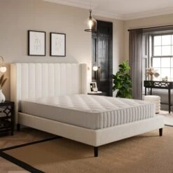 Alara Pleated Teddy Fabric Bed Frame -Online Furniture Store 30800159 alt01