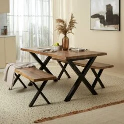 Ezra 6 Seater Rectangular Dining Table With 2 Benches 36 Ezra 6 Seater Rectangular Dining Table With 2 Benches -Online Furniture Store 30802259