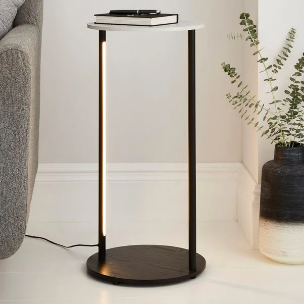 Aiko Side Table With 1 LED Light, Black And Marble Effect 3 Aiko Side Table With 1 LED Light, Black And Marble Effect