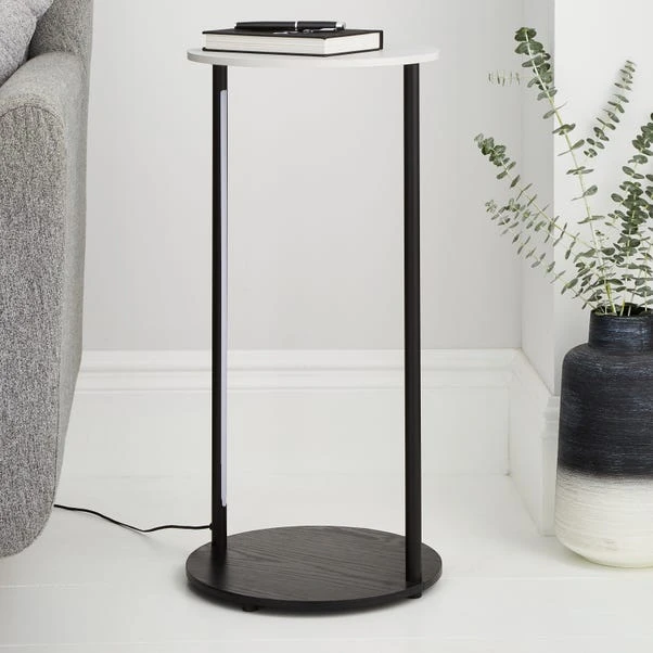 Aiko Side Table With 1 LED Light, Black And Marble Effect 4 Aiko Side Table With 1 LED Light, Black And Marble Effect - Image 2
