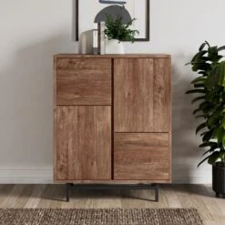 Fulton Tall 4 Door Small Cabinet, Pine