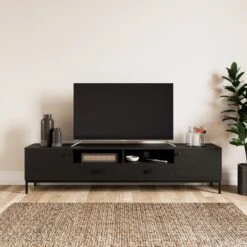 Fulton Extra Wide TV Unit, Black For TVs Up To 80"