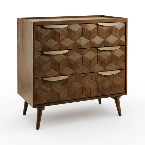 Hex 3 Drawer Chest, Dark Wood 4 Hex 3 Drawer Chest, Dark Wood - Image 2