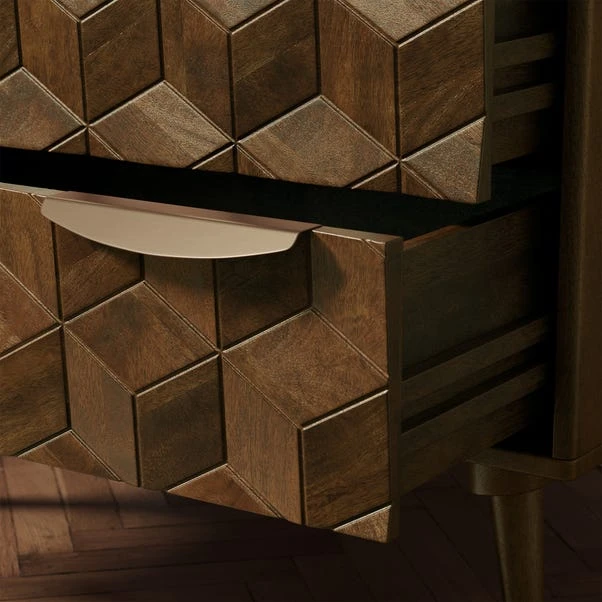 Hex 3 Drawer Chest, Dark Wood 6 Hex 3 Drawer Chest, Dark Wood - Image 4