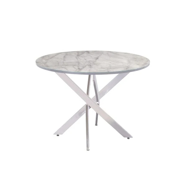 Alden 4 Seater Round Glass Top Dining Table, Marble Effect 4 Alden 4 Seater Round Glass Top Dining Table, Marble Effect - Image 2