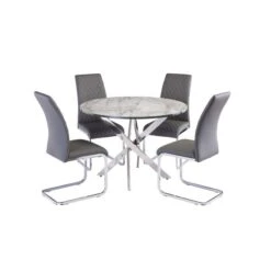 Alden 4 Seater Round Glass Top Dining Table, Marble Effect 7 Alden 4 Seater Round Glass Top Dining Table, Marble Effect -Online Furniture Store 30816914 alt02