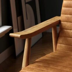 Quinn Tan Faux Leather Wooden Arm Accent Chair 13 Quinn Tan Faux Leather Wooden Arm Accent Chair -Online Furniture Store 30817526 alt04