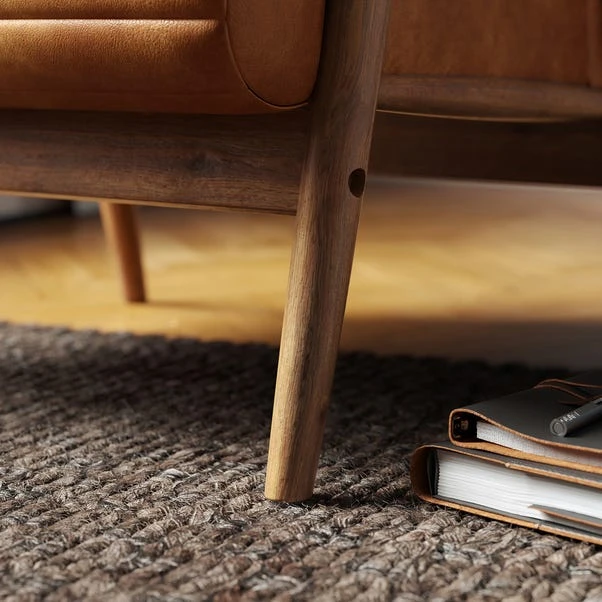 Quinn Tan Faux Leather Wooden Arm Accent Chair 8 Quinn Tan Faux Leather Wooden Arm Accent Chair - Image 6