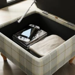 Oswald Check Footstool, Natural Grey 12 Oswald Check Footstool, Natural Grey -Online Furniture Store 30827471 alt03