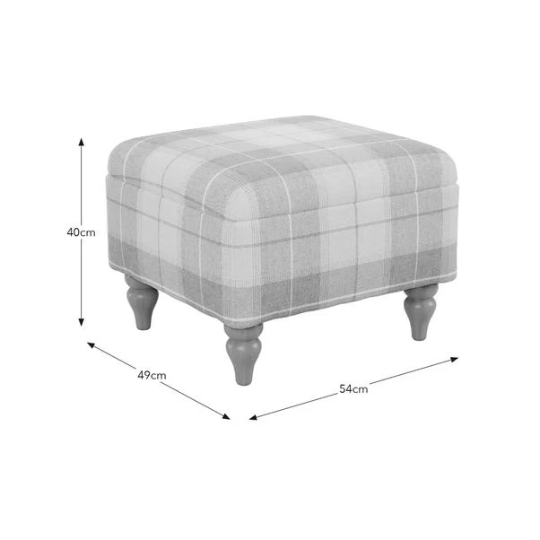 Oswald Check Footstool, Natural Grey 9 Oswald Check Footstool, Natural Grey - Image 7