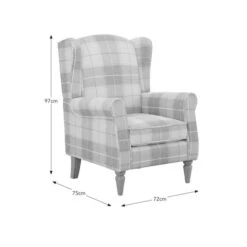 Oswald Check Armchair, Natural Grey -Online Furniture Store 30827492 alt09
