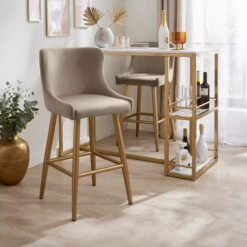 Montreal Bar Stool, Mink Velvet